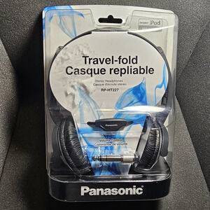 New Panasonic RP-HT227 Folding Ear-Cup Headphones w/ In-Cord Volume Control  see